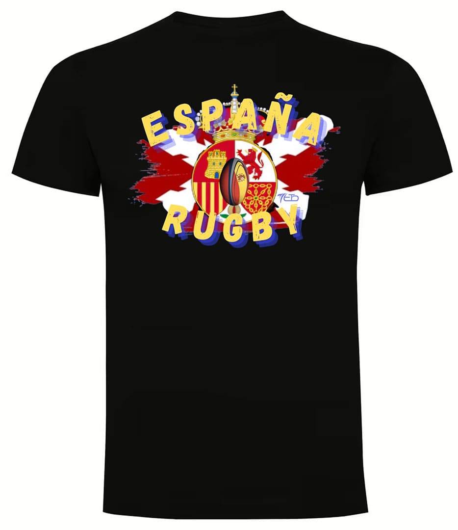 Camiseta España Rugby negra