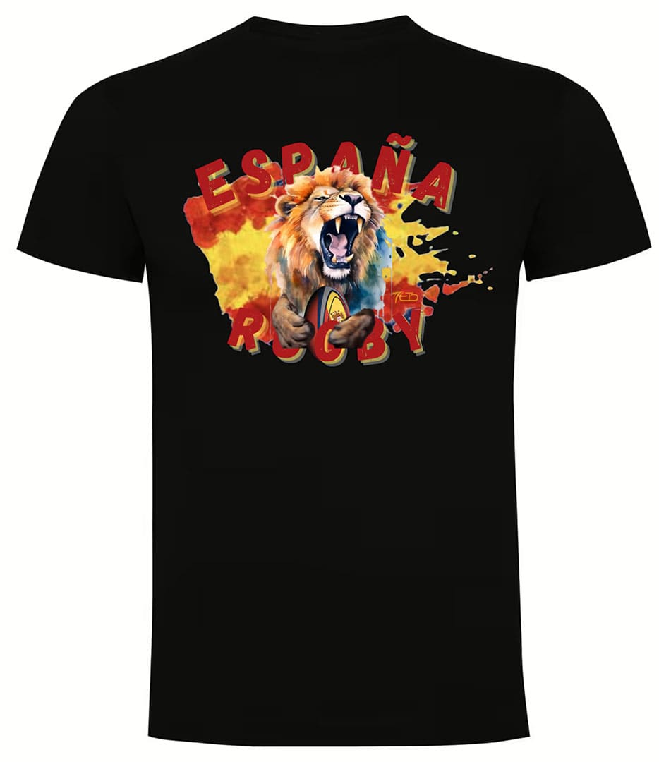 Camiseta España Rugby negra león