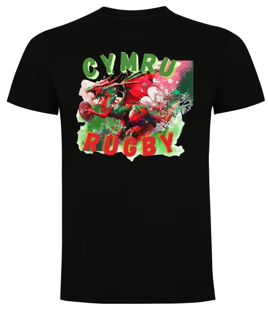 Camiseta rugby negra Gales