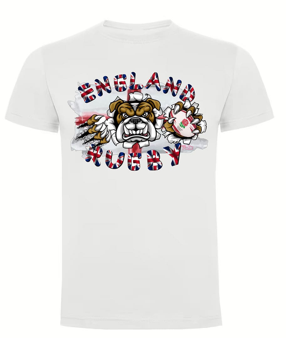 Camiseta Inglaterra Rugby blanca bulldog