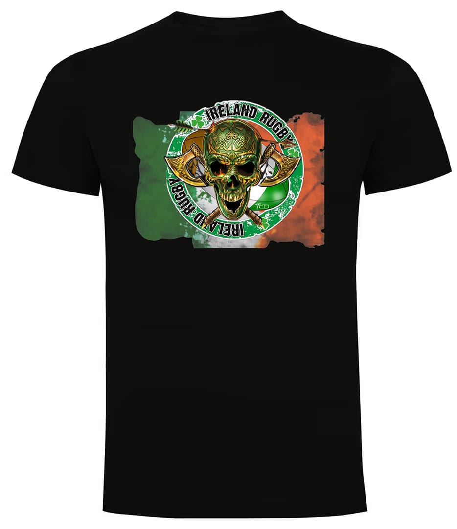 Camiseta Irlanda Rugby negra calavera