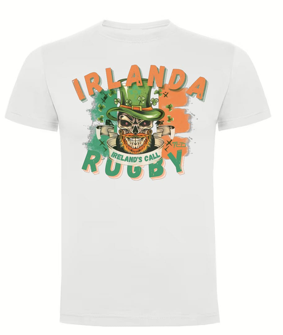 Camiseta Irlanda Rugby blanca Leprechaun