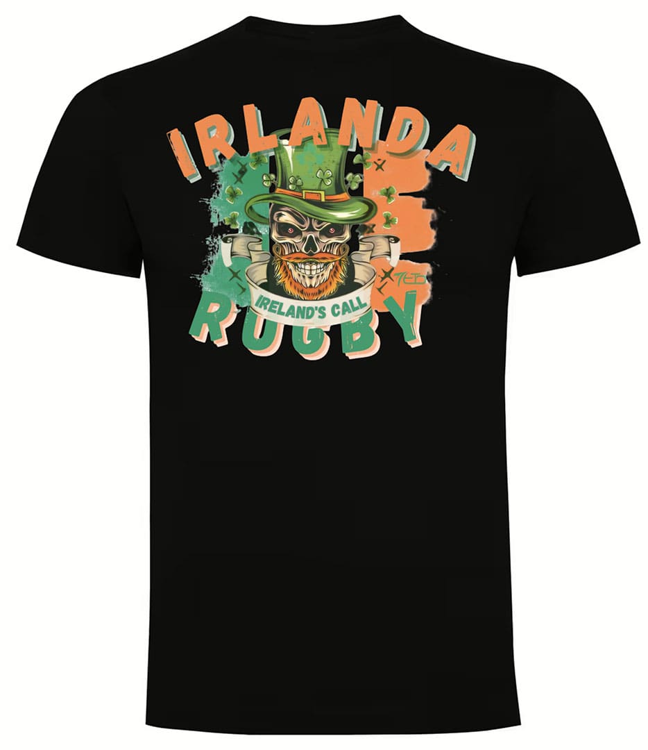 Camiseta Irlanda Rugby negra Leprechaun