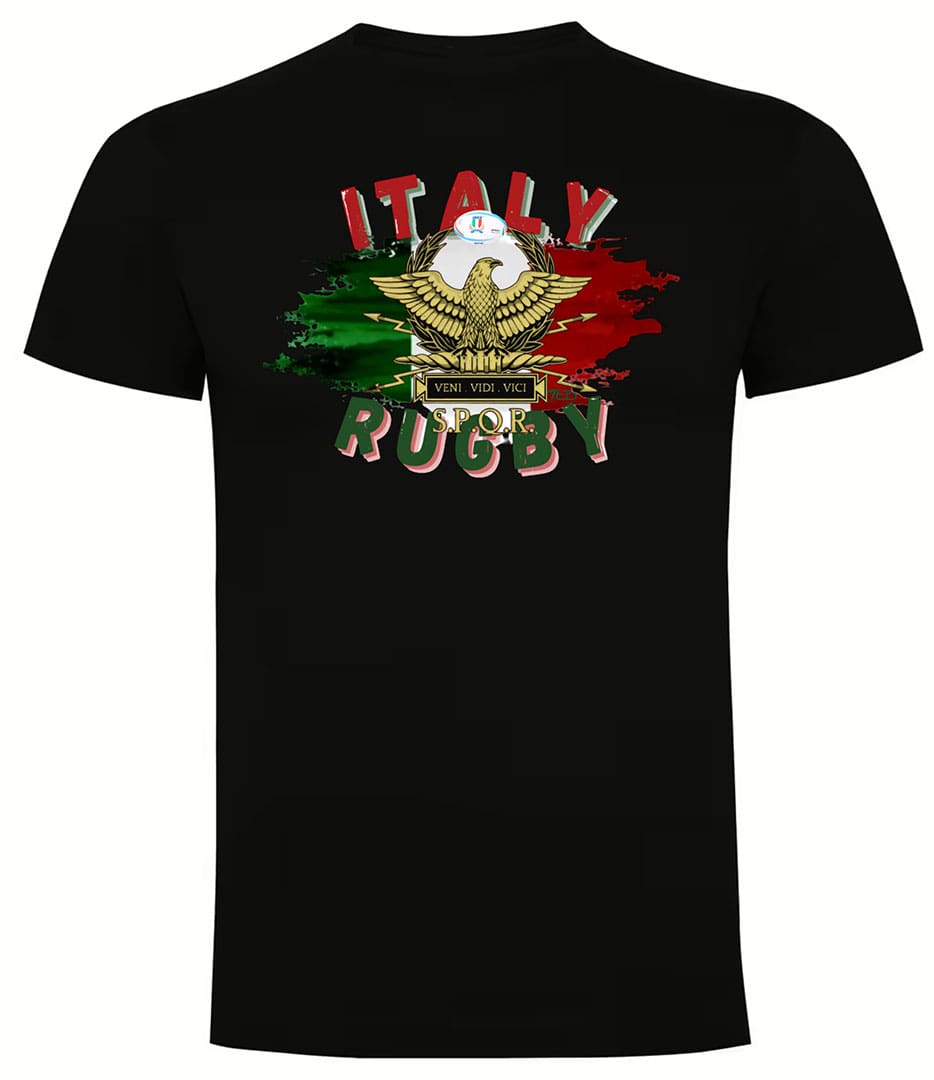 Camiseta Italia Rugby negra