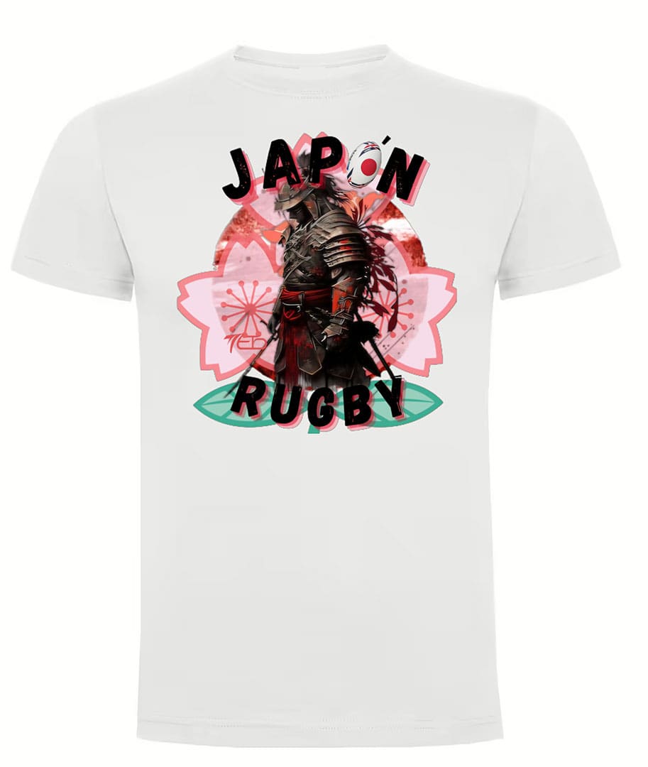 Camiseta Japón Rugby blanca samurai