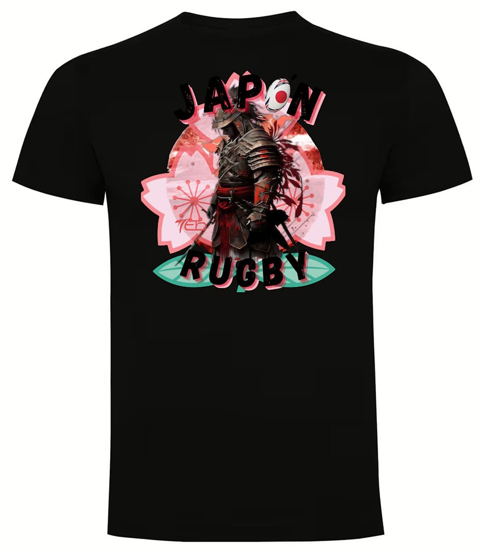 Camiseta Japón Rugby negra samurai