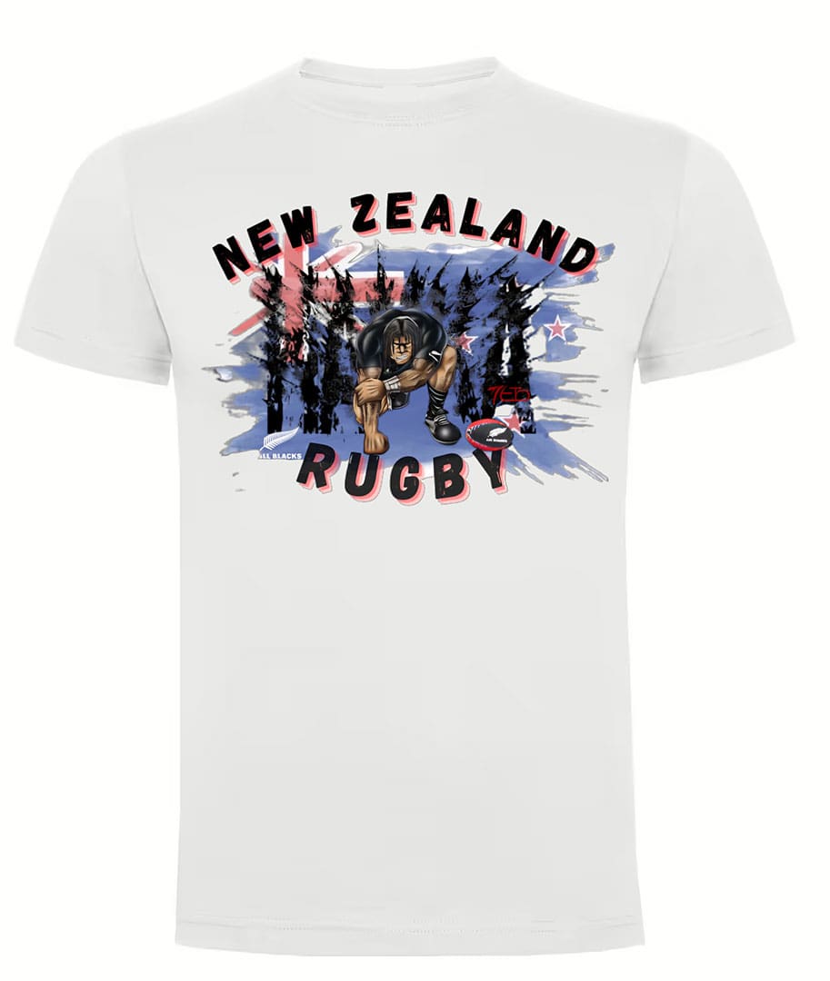 Camiseta Nueva Zelanda Rugby blanca