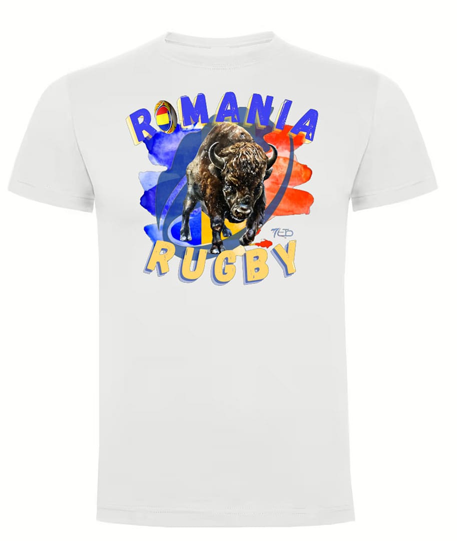 Camiseta Rumanía Rugby blanca