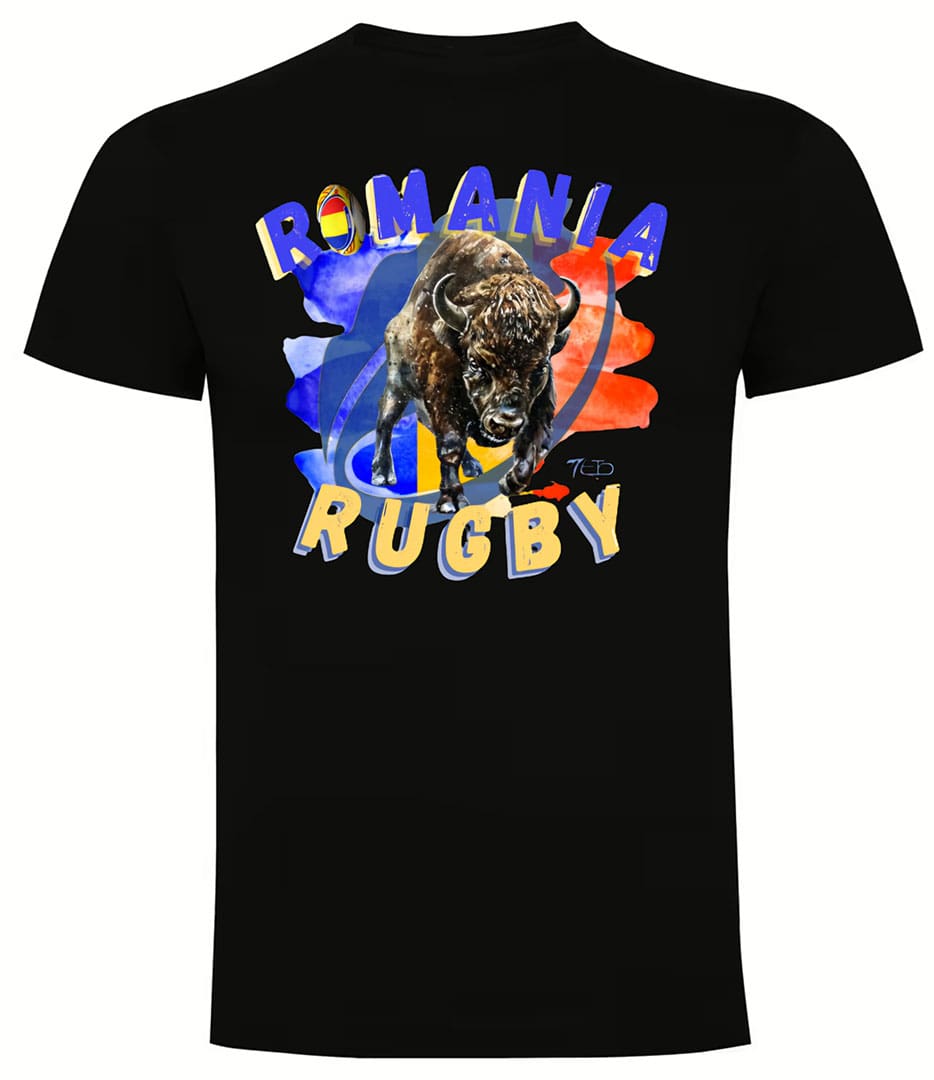 Camiseta Rumanía Rugby negra