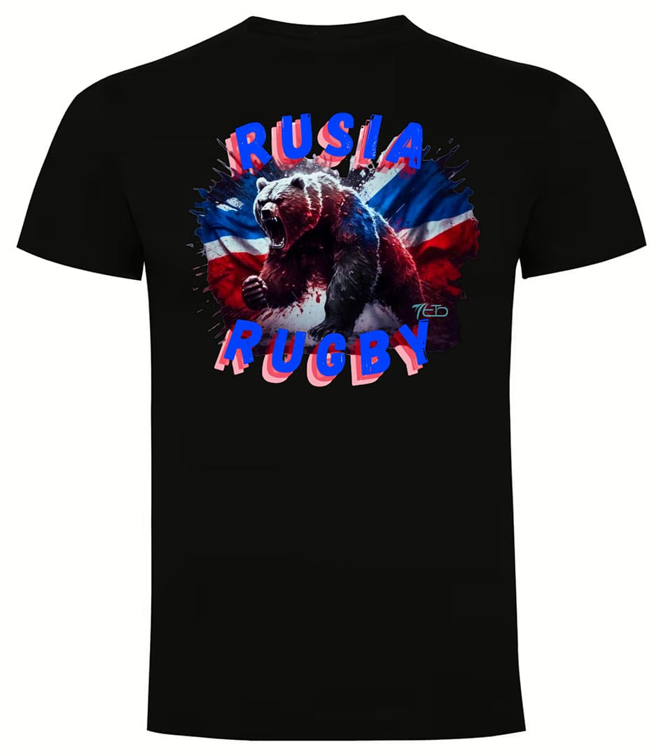 Camiseta Rusia Rugby negra