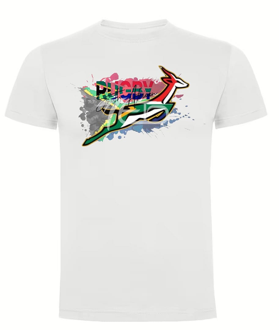 Camiseta Sudáfrica Rugby blanca gacela