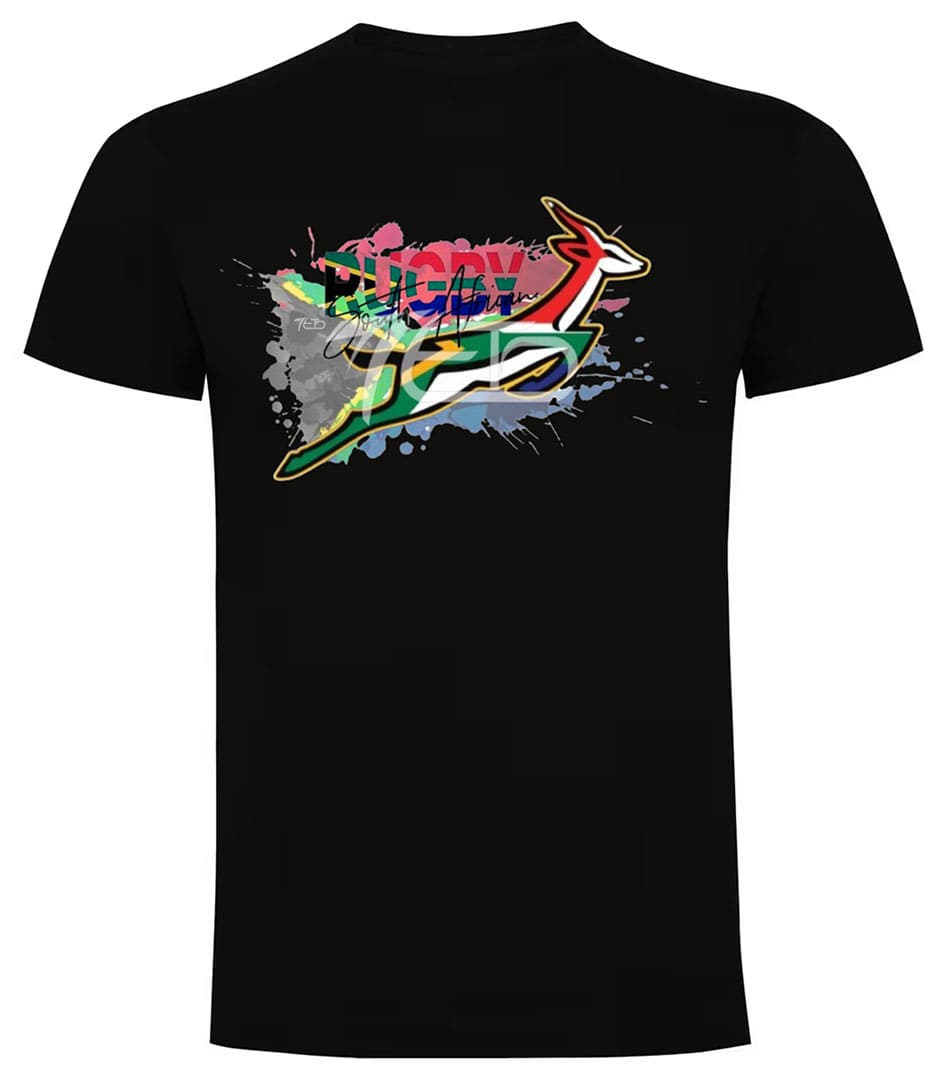Camiseta Sudáfrica Rugby negra gacela