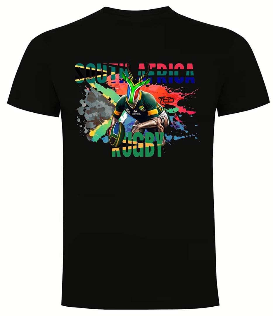 Camiseta Sudáfrica Rugby negra
